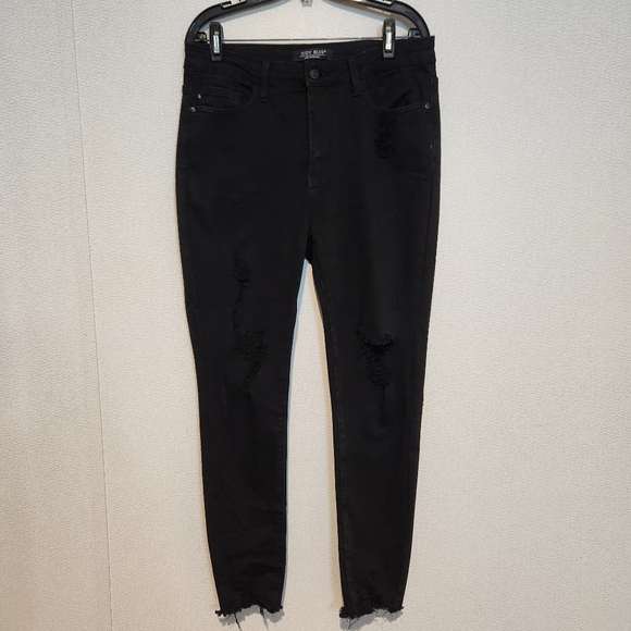 Judy Blue High Waisted Skinny Fit Distressed Black Jeans Size 13/31 - Picture 5 of 10